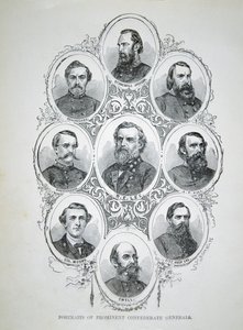 Nine Portraits of Prominent Generals of Confederate Army by American School