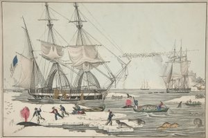 North Sea Whale Fishery, pub. 1860 by American School