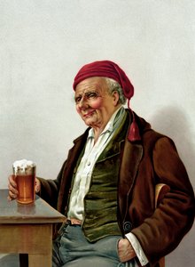 Old Man with a Beer at a Pub by American School