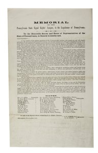 Memorial of the Pennsylvania State Equal Rights League to the Legislature of Pennsylvania, 20 January 1865 by American School