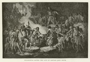 Pocahontas saving the life of Captain John Smith by American School