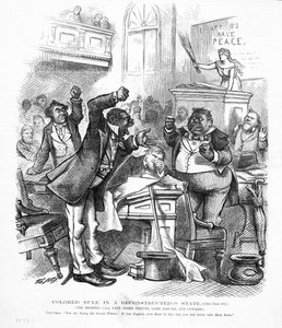 Political cartoon depicting African-Americans as politicians by American School