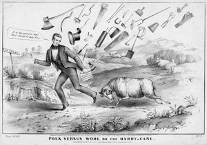 Polk Versus Wool, or, The Harry-cane by American School