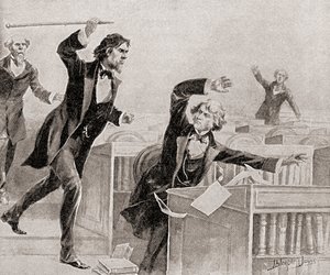Preston Smith Brooks Assaulting Senator Charles Sumner with a Cane on the Floor of the United States Senate, on May 22 by American School