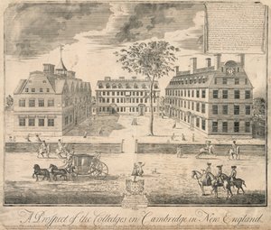 Print of Harvard University c. 1700 by American School
