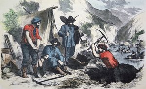 Prospectors during the Californian Gold Rush of 1849 by American School