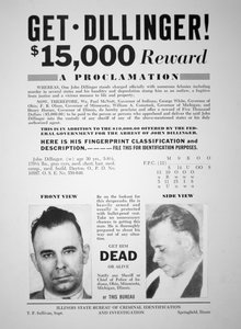Reward poster for John Dillinger by American School