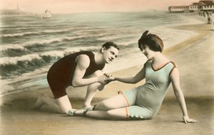 Romantic Victorian Couple on the Beach