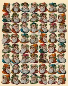 Santa Claus, sheet of heads by American School