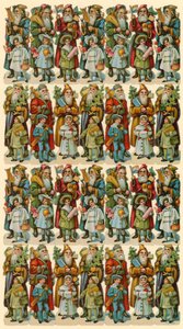Santa Claus with children, sheet of figures by American School