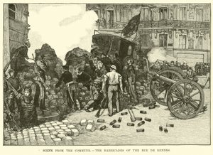 Scene from the Commune, the barricades of the Rue de Rennes by American School