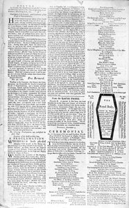 Second page of the Boston Evening Post announcing the death of King George II (1683-1760), 5th January, 1761 by American School
