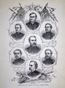 Seven Portraits of Prominent Cavalry Commanders of the Union Army by American School