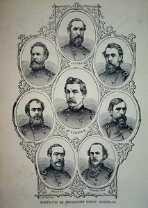 Seven Portraits of Prominent Generals of the Union Army by American School
