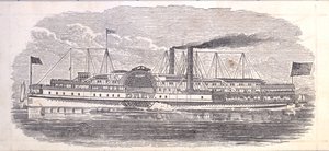 Steamship Drew, Ticket for the Peoples Evening Line, Albany to New York, verso
