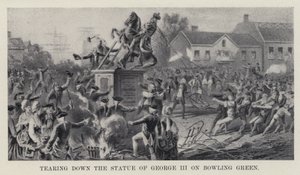 Tearing down the Statue of George III on Bowling Green by American School