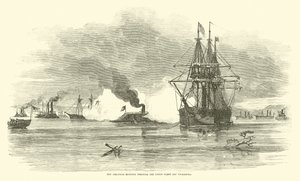 The Arkansas running through the Union fleet off Vicksburg, July 1862 by American School