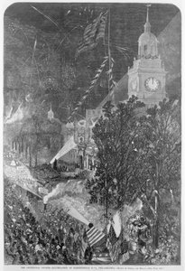 The Centennial Fourth: Illumination of Independence Hall, Philadelphia, from Harper