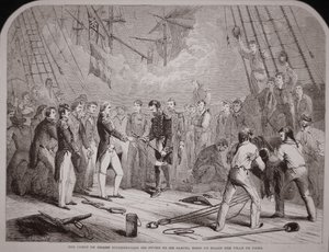 The Comte de Grasse surrenders his sword to Samuel Hood on the 