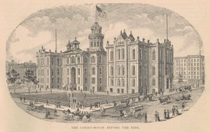 The Court-House before the Fire, illustration from History of Chicago vol. 2 by Alfred Theodore Andreas, published 1885