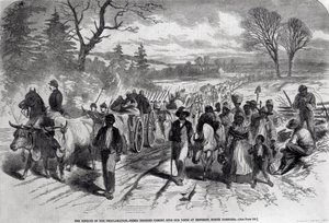 The Effects of the Proclamation: Freed Negroes Coming into Our Lines at Newbern, North Carolina, from 