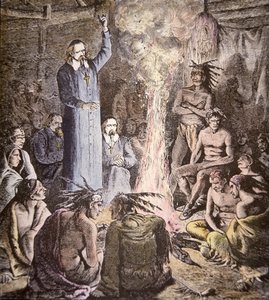 The French Jesuit Missionary Brebeuf Among the Algonquins by American School