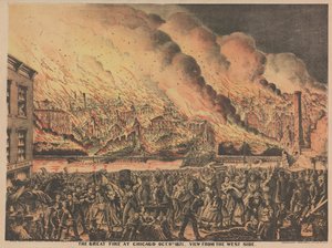 The Great Fire at Chicago, 9th October, view from the West side, 1871 by American School