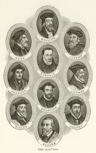 The Martyrs: Wycliffe, Huss, Jerome, Tyndale, Cranmer, Latimer, Bradford, Ridley, Hooper, Rogers by American School