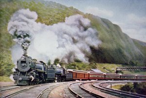The New York to Chicago Express at the Horse-Shoe Curve, Alleghany, c.1930