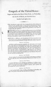 The United States Bill of Rights, completed 1789