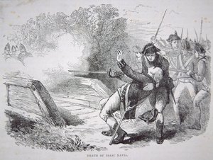 The death of Isaac Davis at Concord Bridge by American School