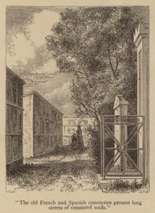 The old French and Spanish cemeteries present long streets of cemented walls by American School