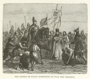The people of Kazan submitting to Ivan the Terrible by American School