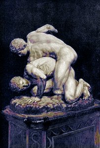 The Wrestlers, Illustration from History of Greece by Victor Duruy, Published 1890 by American School