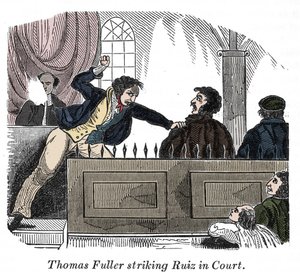 Thomas Fuller testifies against Ruiz, engraving from 