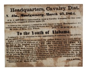 To the Youth of Alabama: We Are Calling to Arms! (Recruitment Broadside), 25th March 1864