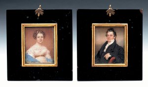 Two Miniatures of Captain Arent Schuyler de Peyster and His Wife, Sarah Macomb by American School