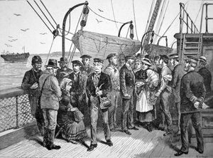 US Government health officers on an emigrant ship, Quarantine Point, New York by American School