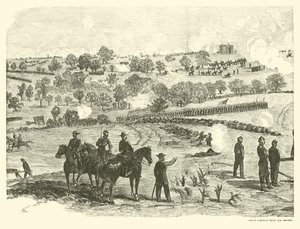 Union position near the center, Battle of Gettysburg, July 2, 1863 by American School