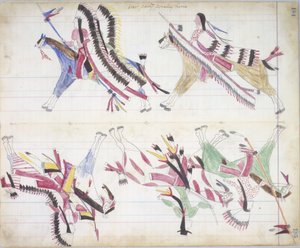 War Party Coming Home, Illustration from the Black Horse Ledger, 1877-79 by American School