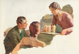 Woman Serving Iced Tea to Her Friends
