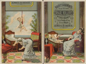 Woman and Baby Advertising Shade Rollers, Blinds