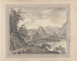 Views in England, Scotland and Wales; Tour in Scotland: Mountainous Landscape with Lake by Amos Green