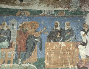 Christ Before Annas and Caiaphas, 12th century by Ancient Russian frescos
