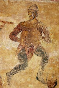Musicians and Acrobats (detail) by Ancient Russian frescos