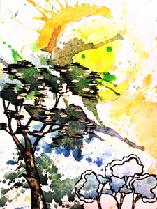 Abstract Sunlit Trees