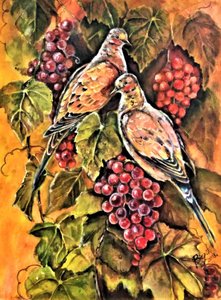 Autumn Doves And Grapes