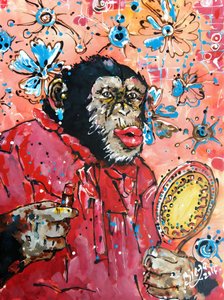 Chimpanzee Applying Lipstick
