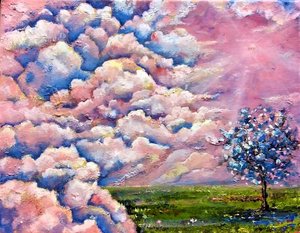 Pink Sky Blue Tree