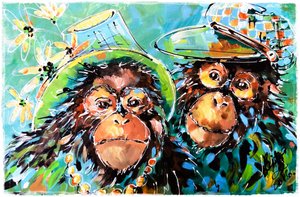 Playful Monkeys with Hats